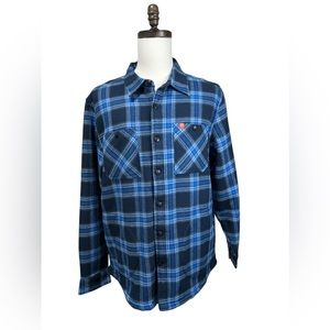 The American Outdoorsman Jacket Mens Size Large Blue Flannel Fleece Lined